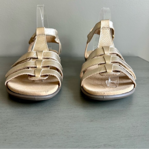 Hotter Sol Sandals Gold T Strap Leather Size 9 Strappy Leather Comfort Neutral - Picture 4 of 12